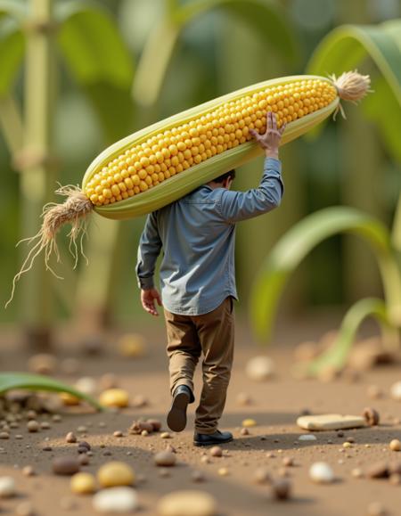 1903-a miniature man carrying an ear of corn-fluxcomfy-orgflux1-dev-fp8-1481630874.png